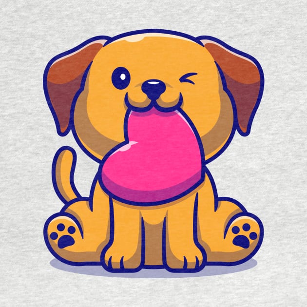 Cute Dog With Love Cartoon Vector Icon Illustration by Catalyst Labs